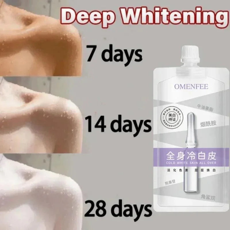 Omenfee Brightening Skin Gel by PAK, showing the gel tube with bright packaging for men and women skincare.