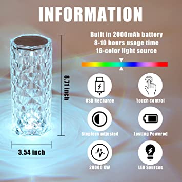 Crystal Table Touch Lamp - PAK BEAUTIFY