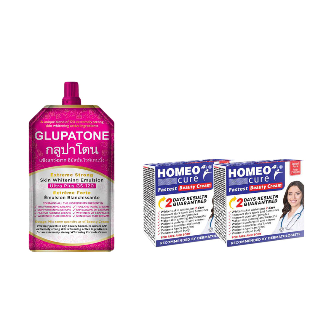 GLUPATON 50ml STRONG EMULSION with HOMEOCURE CREAM - PAK BEAUTIFY