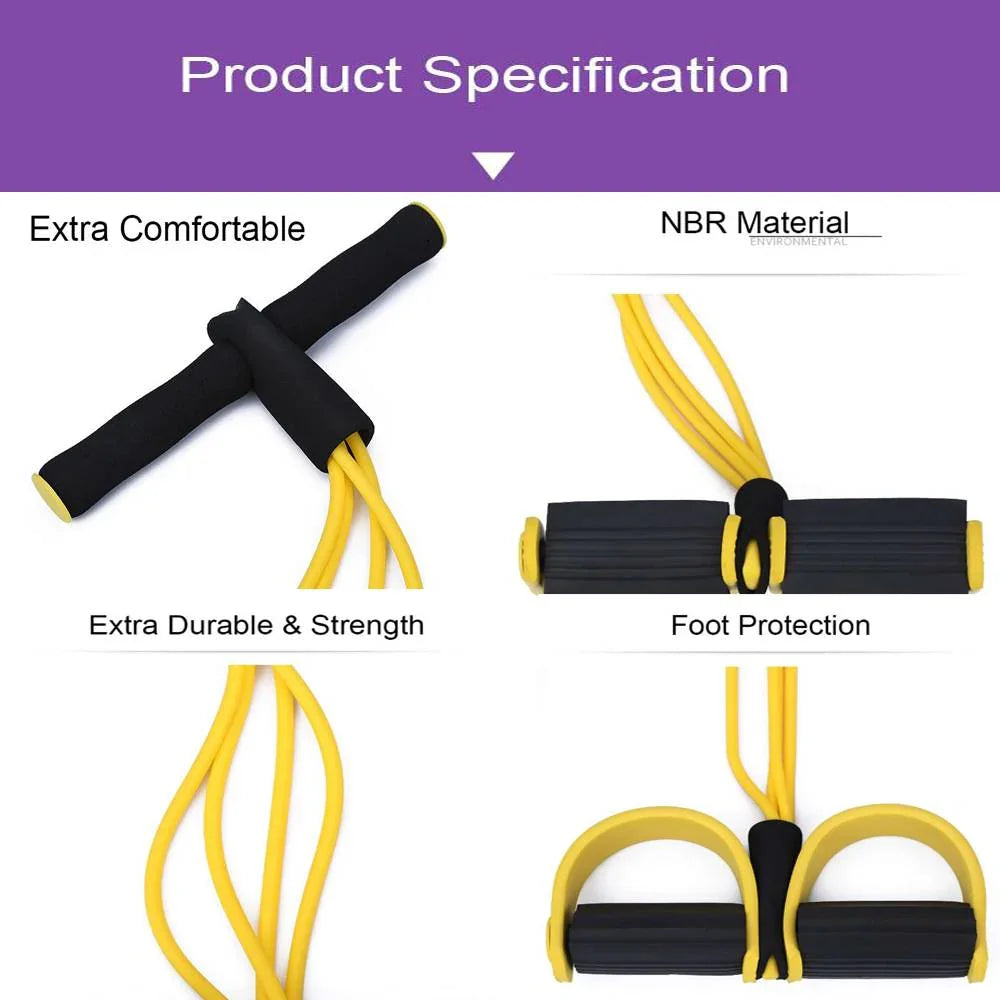 4-Tube Pedal Pull Rope Elastic Resistance Band for Home Fitness - PAK