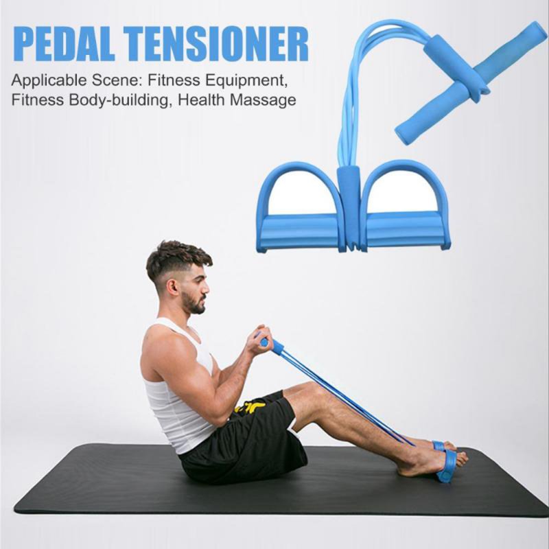 4-Tube Pedal Pull Rope Elastic Resistance Band for Home Fitness - PAK BEAUTIFY