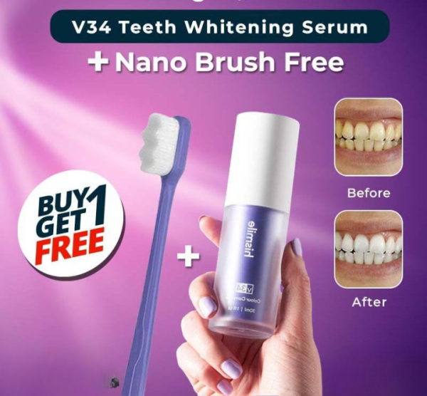 Pack Of 2 Teeth Brightening Hismiles V34 Colour Corrector Serum + Micro Nano Toothbrush Deal For Sensitive Gums Toothbrush - PAK BEAUTIFY