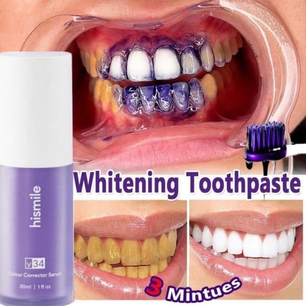Pack Of 2 Teeth Brightening Hismiles V34 Colour Corrector Serum + Micro Nano Toothbrush Deal For Sensitive Gums Toothbrush - PAK BEAUTIFY